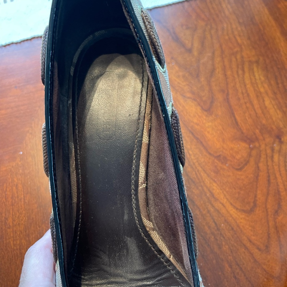 Coach Brown Signature Canvas Wedge Sandals - Picture 11 of 12